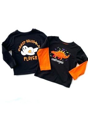 Old Navy/Way To Celebrate Halloween Black Long Sleeve Graphic Shirt Set, Size 2T